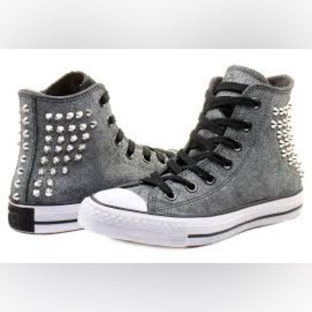 Converse hi top leather studded sneakers - sz 6 NEW